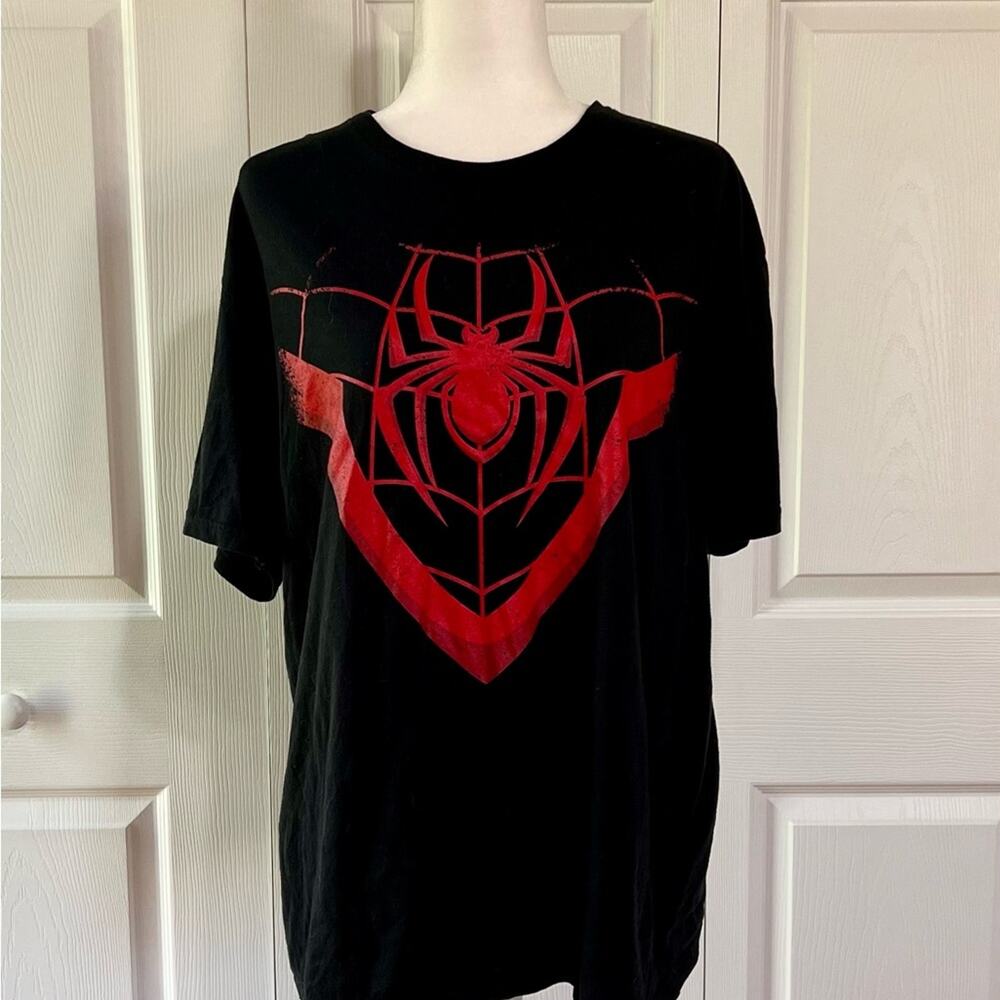 Spiderman-Miles Morales graphic tee. Size XL Men’s 44” chest. Bright red & black